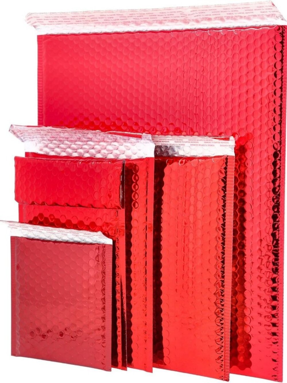 Shiny Metallic Red Bubble Mailers, 6.75x7", 250 Pack, Padded Self-Seal Envelopes